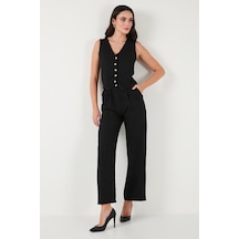 Lela Regular Fit Bol Paça Yelekli Bayan Takım 67045162S4 Siyah
