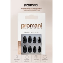 Airbrush Nails Almond - Takma Tırnak Siyah