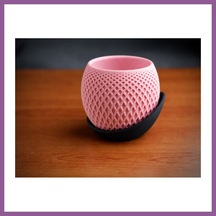 Bezos 3d Baskı Küre Saksı - Kafes Dokulu İki Parçalı Dekoratif Saksı - Pembe-siyah Rengaren Standart 53332684