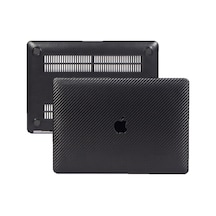 Apple Uyumlu MacBook Air Kılıf Hardcase A1932 A2179 A2337 Karbon Fiber Siyah