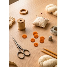 Turuncu El Yapımı Polimer Kil Düğme 2 Cm Yuvarlak Dekoratif Örgü Hırka Yelek Amigurumi Düğmesi 212Turuncu