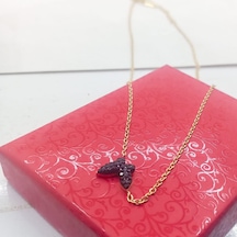 Çılgıntrend Çelik Siyah Mineli Kelebek Kolye Turuncu