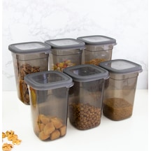 6 Adet Dikdörtgen Saklama Kabı - 1,1 Lt. 1100 Ml. 50880 Plastik 16 X 16 Gri Tr Diğer