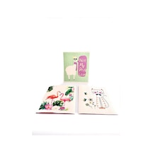 Swedish Dishcloth İsveç Bezi Flamingo-lama-kedi Desenleri 3'lü Paket, Sürdürülebilir, Tekrar Ku Çok Renkli