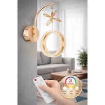 Aurea Model Tekli Gold 3 Renk Oturma Yatak Mutfak Çocuk Odası Modlu Led Aplik Kumandalı Altın