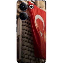 Tecno Camon 20-20 Pro Uyumlu Dev Türk Bayrağı Baskılı Silikon Kılıf Renkli