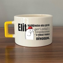 Elit Kişiliğimden Olsa Gerek Baskılı Sarı Kulplu C Fincan