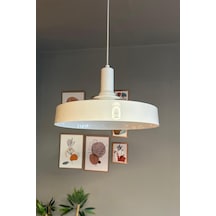 Açe Beyaz Tekli Beyaz Fener Başlık Avize Retro Sarkıt Ofis Showroom Salon Mutfak Avizeleri Beyaz