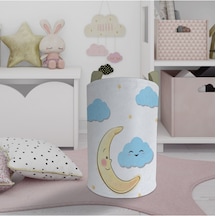 Mekta Home Bebek Ve Çocuk Odası Ay Dede Ve Bulut Desenli Oyuncak Sepeti Renkli Çok Renkli