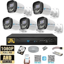 5 Kameralı Full HD Güvenlik Kamera Seti 500GB HDD 5MP Gece (Renkli) Görüşlü - Sabit IP Gerektirmez