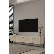 180dhdts3btg Hera Lazer Desenli Tv Sehpası,ünitesi Beyaz-traverten-gümüş