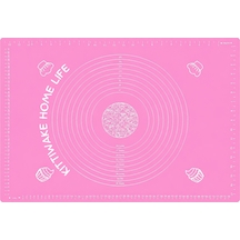 Pembe Silikon Hamur Açma Matı 45x65 Cm Ölçülü Kaymaz Yapışmaz Profesyonel Yoğurma Matı