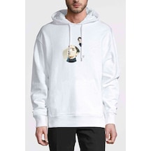 K Pop Key Shinee Baskılı Beyaz Erkek Örme Kapşonlu Sweatshirt