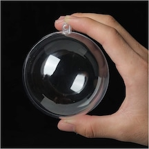 Şeffaf Mika Küre - 3 Adet Asılabilir Plastik Top - 8 cm
