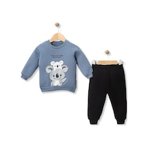 Koala Baskılı Üç İplik Şardonlu Alt Üst Takım Mavi