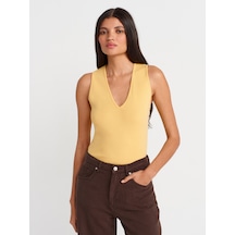 Dilvin 21080 V Yaka Kolsuz Top-sarı Sari
