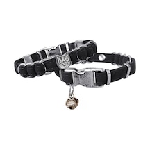 Markapet Kadife Kedi Boyun Tasması Kedi Kafalı 20-32 Cm Siyah
