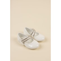 EPAAVM - Çatal Baretli Beyaz Kız Çocuk Ayakkabı - EYL1402 Beyaz