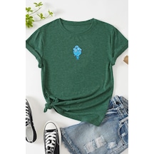 Unisex Su Avatar Baskılı Tasarım T-shirt Yeşil