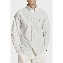 Brooks Brothers Düğmeli Yaka Regular Fit %100 Pamuk Oxford Çizgili Gömlek Erkek Gömlek Bbss26msh021166 Yeşil-beyaz
