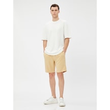 Koton Basic Bermuda Şort Beli Bağcıklı Cep Detaylı Vizon 3sam40324hw 3SAM40324HW565 Vizon