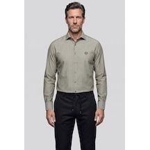 Bisse Haki Regular Fit Uzun İtalyan Yaka Gömlek Gmczg261084 47 Yeşil