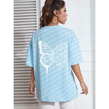 Uyguntarz Unisex Drawing Butterflies Tasarım T-shirt Bebe Mavisi