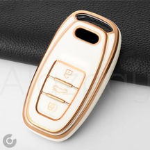 Audi A1 A3 A4 A5 A6 A7 A8 Q3 Q5 Q7 S4 S5 S6 S7 S8 R8 Tt Gold Kenar Tpu Anahtar Kılıfı Beyaz Gold