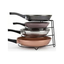 Orret Home Metal 4 Katlı Tava Rafı Düzenleyici Organizer Dik Ve Yatay Kullanım Tencere Tava Standı, Dolap İçi Tava Rafı, Mutfak Tencere Kapaklık Organizer, Çok Amaçlı Metal Raf Açık Bej
