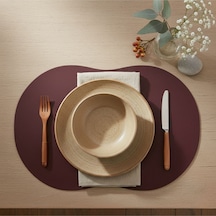 2 Adet Deri Amerikan Servis- Simetrik Oval Supla Bordo
