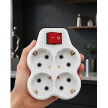 Kompakt 4'lü Priz Çoğaltıcı Kablosuz Anahtarlı Model 0