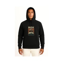 Kapüşonlu Bratva İtalian Mafia Göğüs Tasarımlı Unisex Sweatshirt Siyah