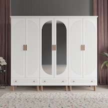 Beenal Furkan 6 Kapaklı Gardırop Dolap 240cm Beyaz-Beyaz