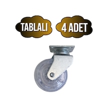 Düz Tabla Şeffaf Lastik Masa Tekeri Sehpa Tekeri 7cm Metal Şeffaf 50x20mm 4 Adet Şeffaf
