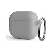 Microsonic Airpods 3 Uyumlu Askılı Mat Silikon Kılıf Gri