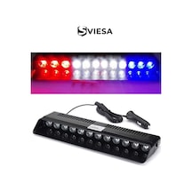 S12 Kırmızı Mavi Beyaz Yanan Cam İçi Led 12 Ledli Vantuzlu Çakmaklık Girişli 12 Volt