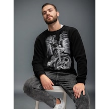 Soping Çift Taraflı Baskılı Polar Sweatshirt 254293809 Siyah