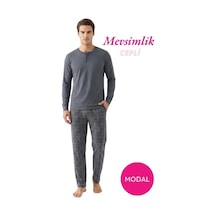 Guava Modal 3 Düğmeli Ekose Desenli Erkek Pamuk Likra Mevsimlik Manşetli Uzun Kollu Cepli Pijama Takımı Füme Guava Modal 3 Düğmeli Ekose Desenli Erkek Pamuk Likra Mevsimlik Manşetli Uzun Kollu Cepli Pijama Takımı Füme
