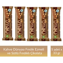 Kahve Dünyası Fındık Ezmesi Ve Bütün Fındıklı Sütlü Çikolata 33 Gr X 5 Adet
