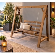 Ahsap Bahçe Balkon Salincagi 170x95x164 Cm Ceviz