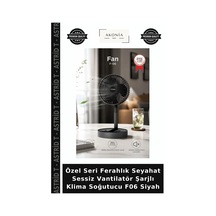 Özel Seri Ferahlık Seyahat Sessiz Vantilatör Şarjlı Klima Soğutucu F06 Siyah
