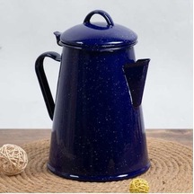 Ulzyvf Vintage Ve Pratik Mutfak Mavi Kullanımı Kamp, İçin Hava Emaye Çaydanlık Açık - Fq