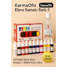 Kolay Ebru Sanatı Seti-1 10 Renk 25 Ml Ebru Boyası + 500 Ml Kitre