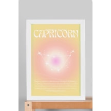 Capricorn Oğlak Burcu Çerçeveli Tablo Aura Enerji Renkleri Astrolojik Takım Yıldızı Sembolü