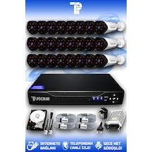 Picam 24 Kameralı Uzay 24 Dış Kamera Set 250 GB HDD Full HD Gece Görüşlü Güvenlik Kamerası Sistemi