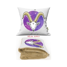 Oğlak Burcu Baskılı Tv Battaniyeli Opsiyonel Yastık & Kırlent 11