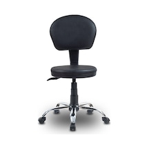 Ofiscombin Ofis Krom Metal Hekim Ezcane Sırtlı Bar Taburesi Sandalyesi Tabure Siyah Deri 0004749910