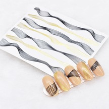 Dalgalı İnce Çizgiler Dizayn Tırnak Sticker Tırnak Etiketi Nail Art Jo-dlg02