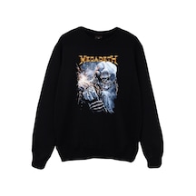 Unisex Siyah Megadeth Baskılı Sweatshirt Siyah