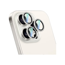 İphone 16 Pro Uyumlu Caseworld Alloy Sparkling Diamond Serisi Taşlı Lens Koruyucu Gümüş
